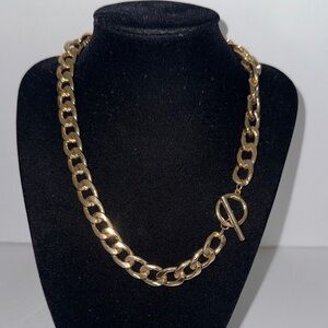 Bold Gold Link Necklace with Toggle Clasp